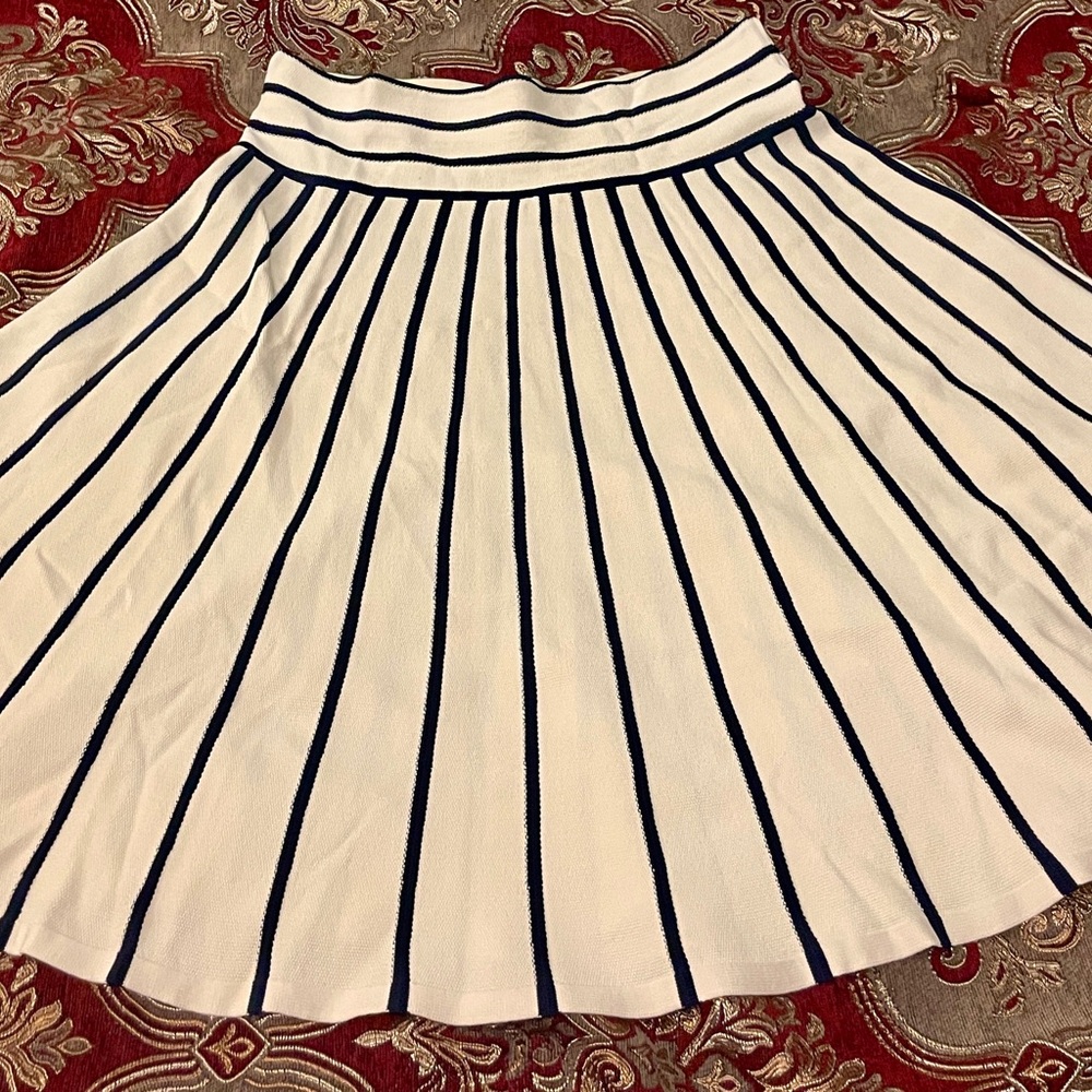 Ralph Lauren White and Navy Striped Skirt - Picture 4 of 11